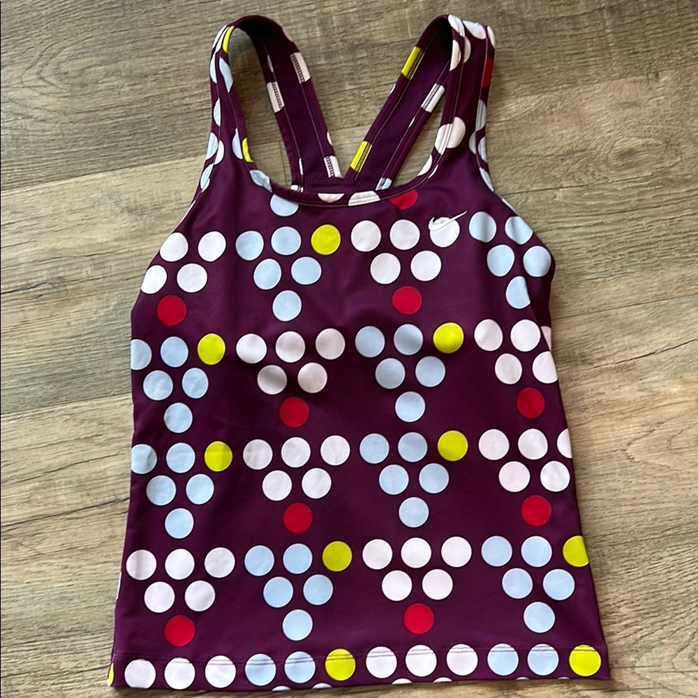 Nike Dri-FIT Maroon Polka Dot Athletic Tank